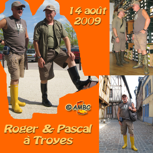 Wearing shorts & gumboots; Gummistiefel, stivali di gomma, August 2009.