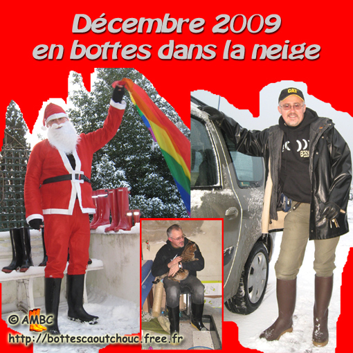 Xmas father, snow, cats & wellies; Gummistiefel, stivali di gomma, 2009.