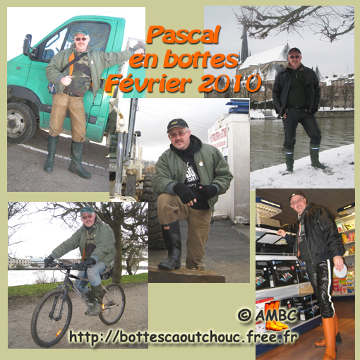 Pascal wearing gumboots; Gummistiefel, stivali di gomma, February 2010.