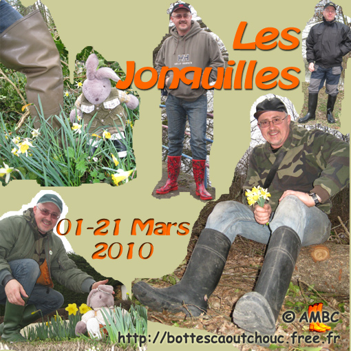 Daffodils; March 2010. Gummistiefel, stivali di gomma, gumboots, botas de hule.
