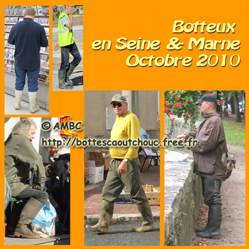 Rubber booted guys in Parisian area;Gummistiefel, stivali di gomma, Oct. 2010.