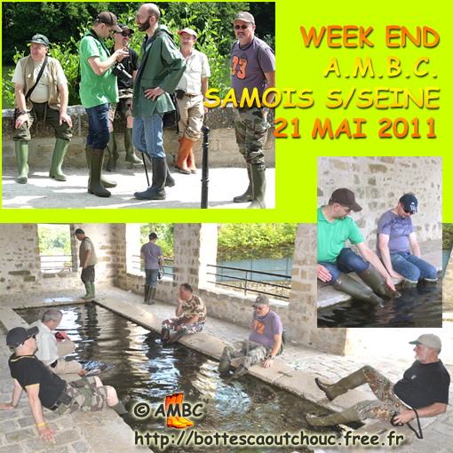 Rubberbooted friends at Samois sur Seine, France. Gummistiefel, stivali di gomma, botas de goma May 2011.