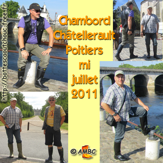 Pascal & Roger wearing rubber boots in South West part of France, July 2011.  Gummistiefel, stivali di gomma, botas de goma 2011.