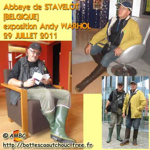 At Stavelot abbay (Andy Warhol exhibition, Belgium, July 2011).  Rubber laarzen, Gummistiefel, stivali di gomma, botas de goma 2011.
