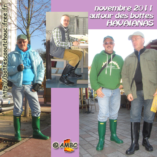 Wearing Hunter, Nora or Havaianas gumboots; Gummistiefel, stivali di gomma, botas de goma 2011.