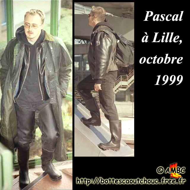 Etché waders & unlined gumboots : Pascal in Lille, France.  Rubber laarzen. Copyright Pascal Bourcier, 1999.