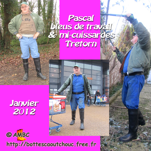 Pascal wearing rubber boots and coveralls. Gummistiefel, stivali di gomma, botas de goma, January 2012.