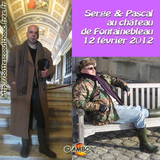 Serge & Pascal in Fontainebleau palace, Gummistiefel, stivali di gomma, botas de goma, galochas, gummistövlar, Feb. 2012.