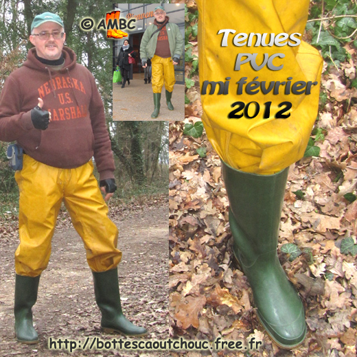 Pascal wearing PVC boots and gear, Gummistiefel, stivali di gomma, botas de goma, wellies, Feb. 2012