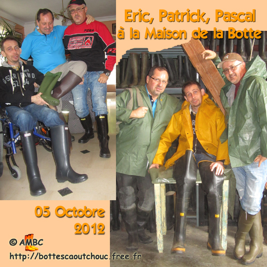 Three rubberbooted friends : Eric, Patrick & Pascal at the HRB. Gummistiefel, stivali di gomma, botas de goma 2012.