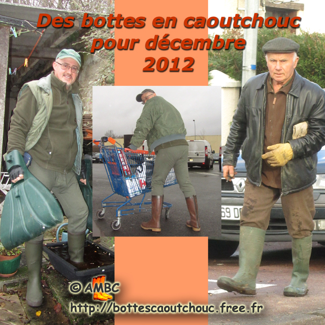 Rubberbooted guys in winter, France. Gummistiefel, stivali di gomma, botas de goma 2012.