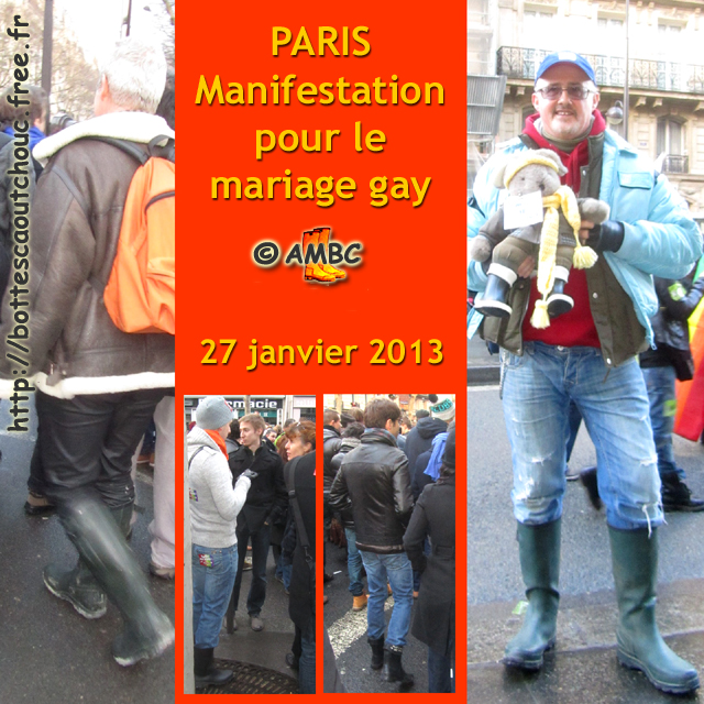 Some guys wearing wellies at the demonstration for Gay wedding. Gummistiefel, stivali di gomma, botas de goma; 2013.