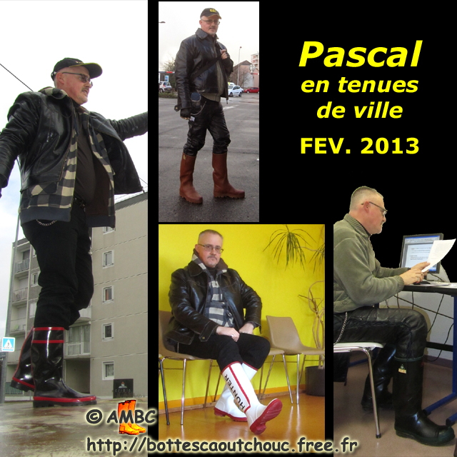 Pascal wearing "urban wellies". Gummistiefel, stivali di gomma, botas de goma, cizme, galochas, Feb. 2013.