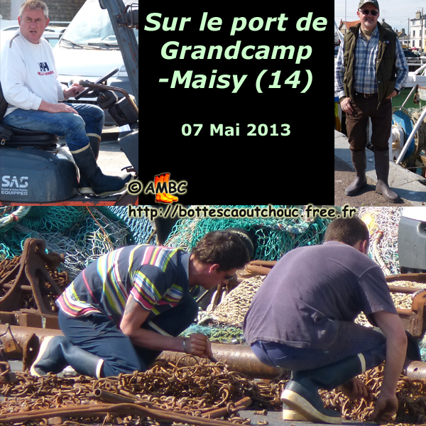 Fishermen in a port in Normandy. They wear Le Chameau gumboots. Gummistiefel, stivali di gomma, botas de goma, Gummistövlar, cizme, rubber laarzen, 2013. Copyright AMBC.