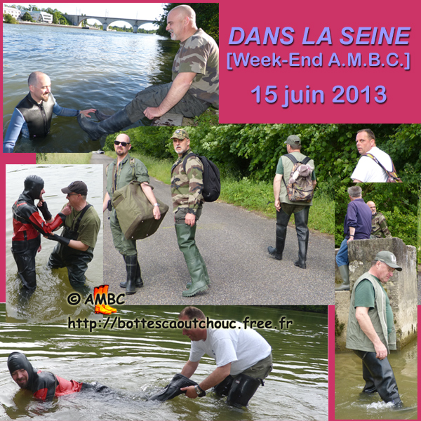 AMBC weekend; in the Seine river. Gummistiefel, stivali di gomma, botas de goma, Gummistövlar, cizme, rubber laarzen, 2013. Copyright AMBC.