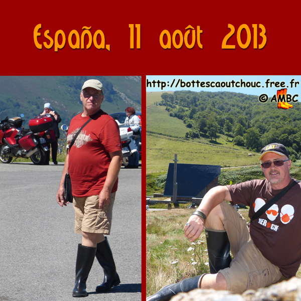 Pascal & Roger in shorts & wellies in Spain. Gummistiefel, stivali di gomma, botas de goma, Gummistövlar, cizme, rubber laarzen, 2013. Copyright AMBC.