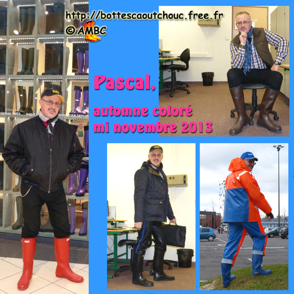 Pascal, in coloured wellies, Nov. 2013. Gummistiefel, stivali di gomma, botas de goma, Gummistövlar, cizme, rubber laarzen. Copyright AMBC.