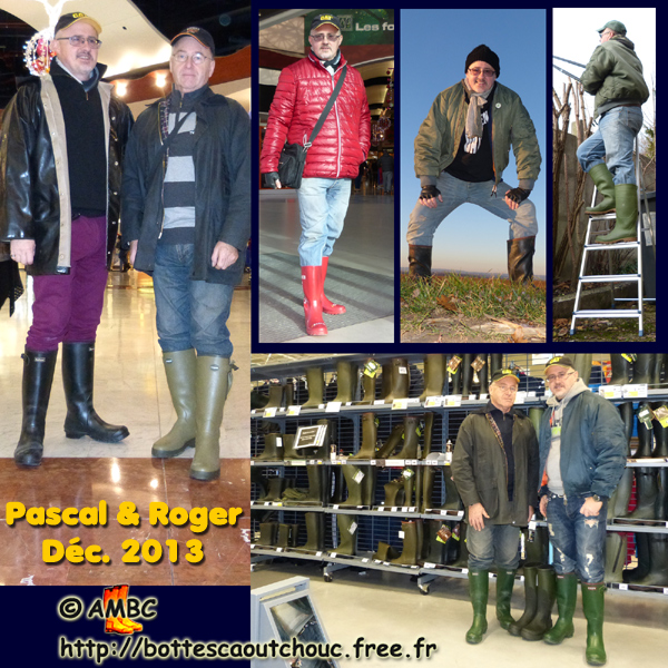 Pascal & Roger wearing gumboots. Gummistiefel, stivali di gomma, botas de goma, Gummistövlar, cizme, rubber laarzen, 2013. Copyright AMBC.