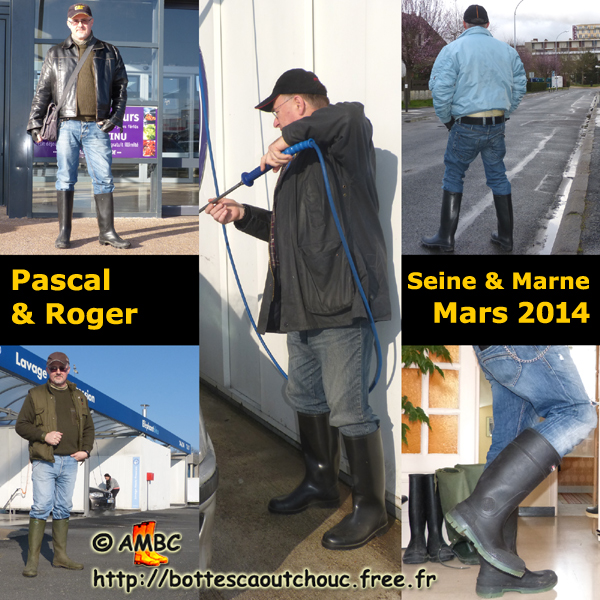 Pascal & Roger : end of winter, in gumboots. Gummistiefel, stivali di gomma, botas de goma, Gummistövlar, cizme, rubber laarzen,  March 2014. Copyright AMBC.