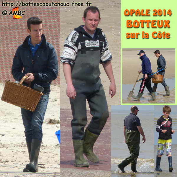 Nice looking gumbooted guys on the beaches. Gummistiefel, stivali di gomma, botas de goma, Gummistövlar, cizme, rubber laarzen. Copyright P. Bourcier - AMBC 2014.