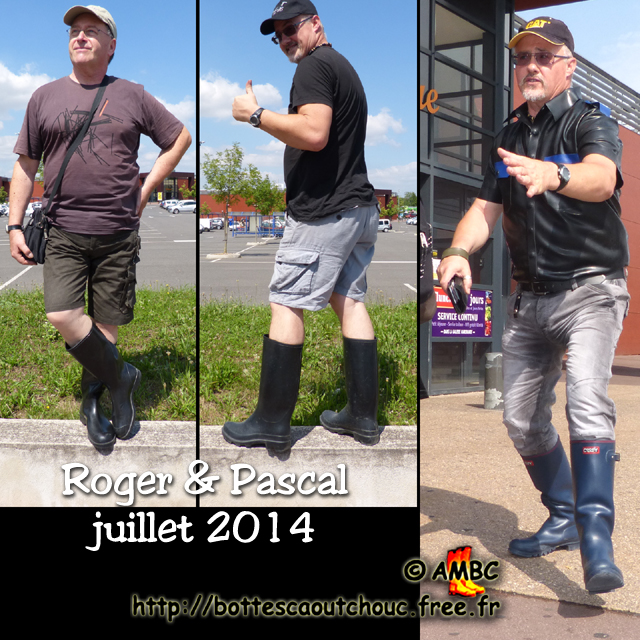 Pascal & Roger in wellies, July 2014. Gummistiefel, stivali di gomma, botas de goma, Gummistövlar, cizme, rubber laarzen. Copyright AMBC 2014.