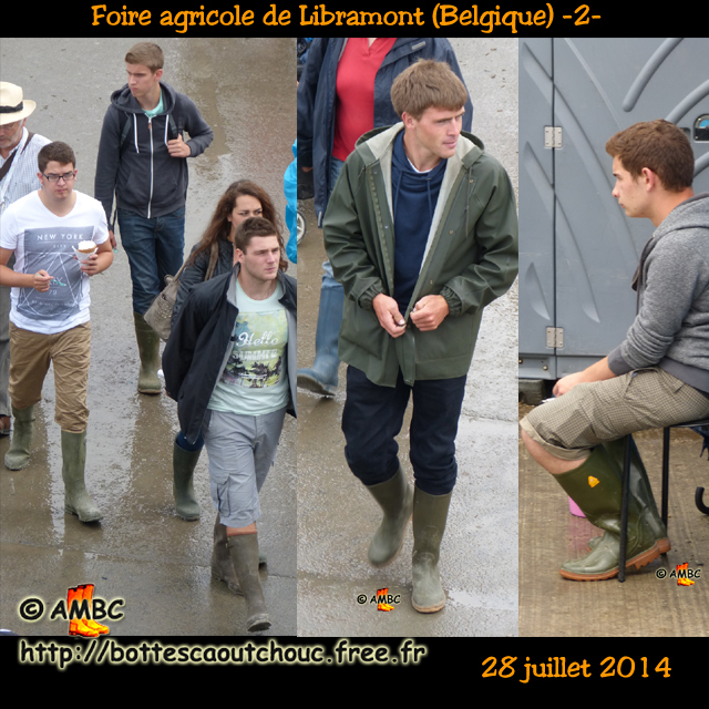 Many young rural guys wearing rubber boots at Libramont Fair Trade. Gummistiefel, stivali di gomma, botas de goma, Gummistövlar, cizme, rubber laarzen. Copyright AMBC 2014.