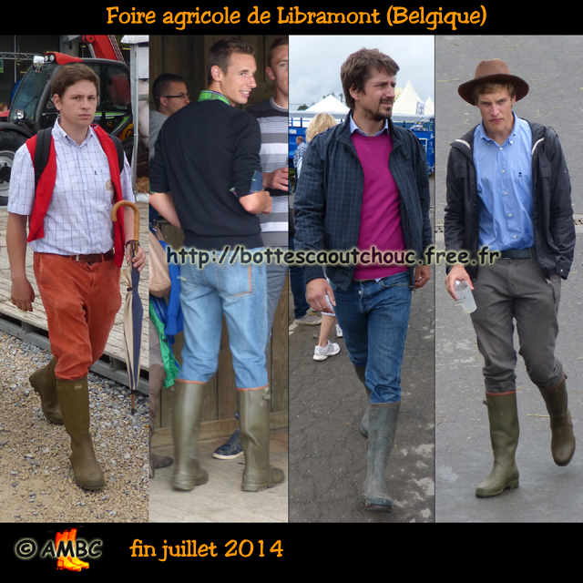 Young guys in wellies at Libramont Fairtrade. Gummistiefel, stivali di gomma, botas de goma, Gummistövlar, cizme, rubber laarzen. Copyright AMBC 2014.