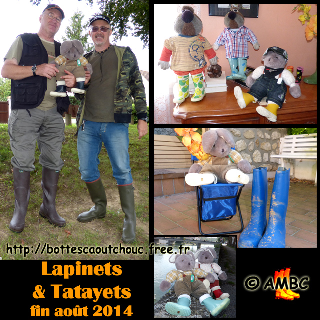 Lapinets & Tatayets wearing wellies, August 2014. Gummistiefel, stivali di gomma, botas de goma, Gummistövlar, cizme, rubber laarzen. Copyright AMBC 2014.
