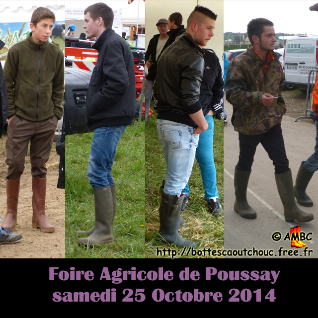 Young gumbooted guys in Poussay. Gummistiefel, stivali di gomma, botas de goma, Gummistövlar, cizme, rubber laarzen. Copyright AMBC 2014.