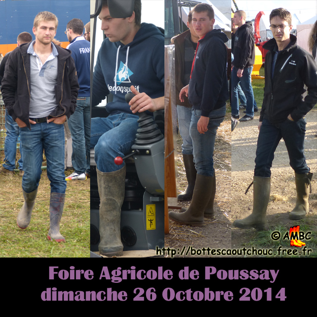 Young gumbooted guys at Poussay. Stivali di gomma, botas de goma, Gummistövlar, cizme, rubber laarzen. Copyright AMBC 2014.