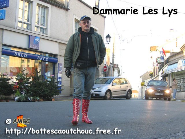 Wearing Juju red (with flowers) rubber boots, Dammarie Les Lys, 2005.