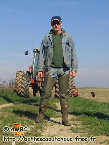In waders in Ile de France fields, 2005.  