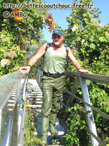 Wearing green rubber in a trip in the wild nature, 2009.