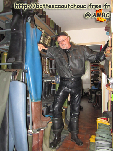 Wearing Nokia waders at the House of the Rubber Boot, 2010.